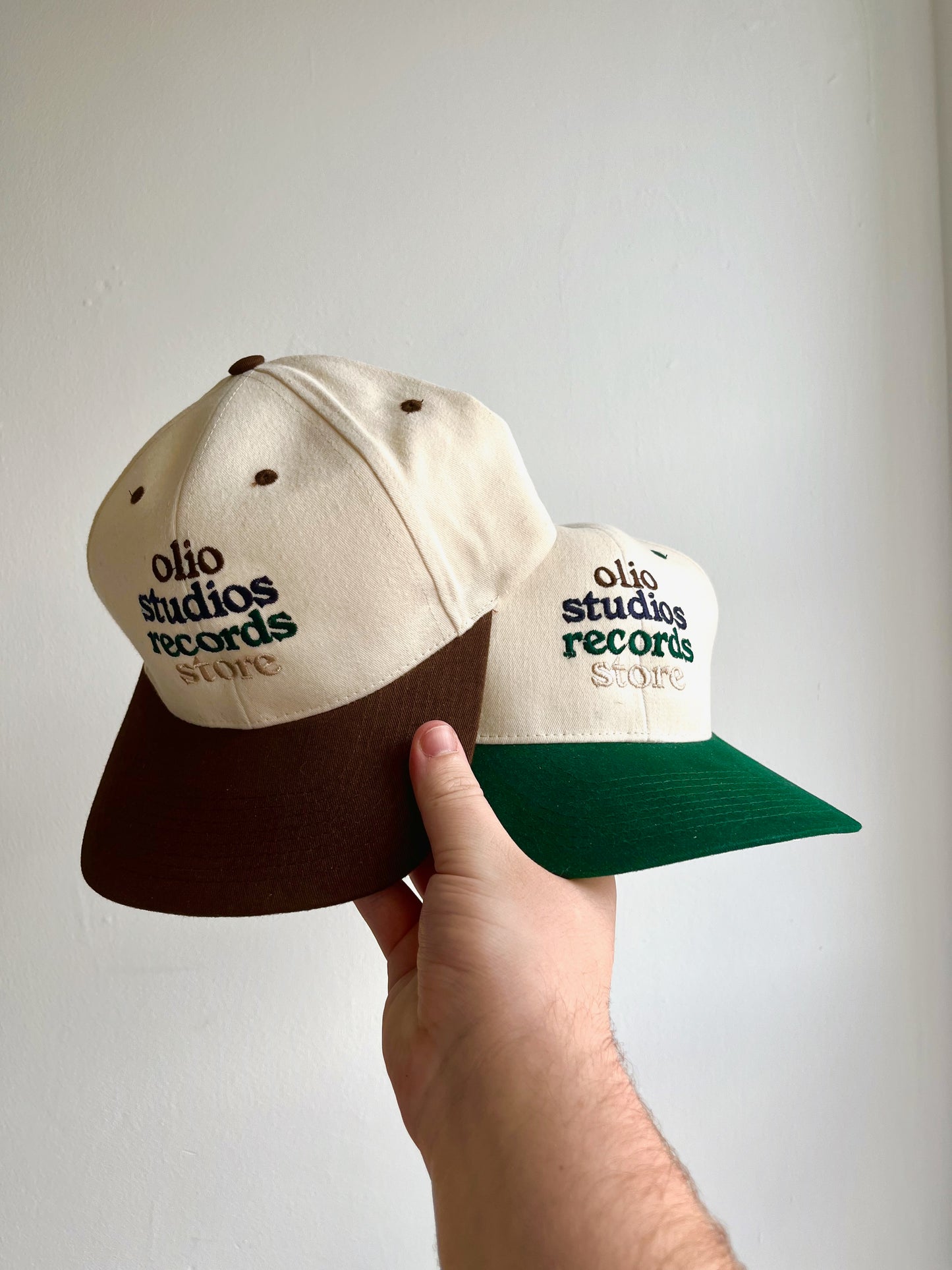 olio studios record store two tone caps