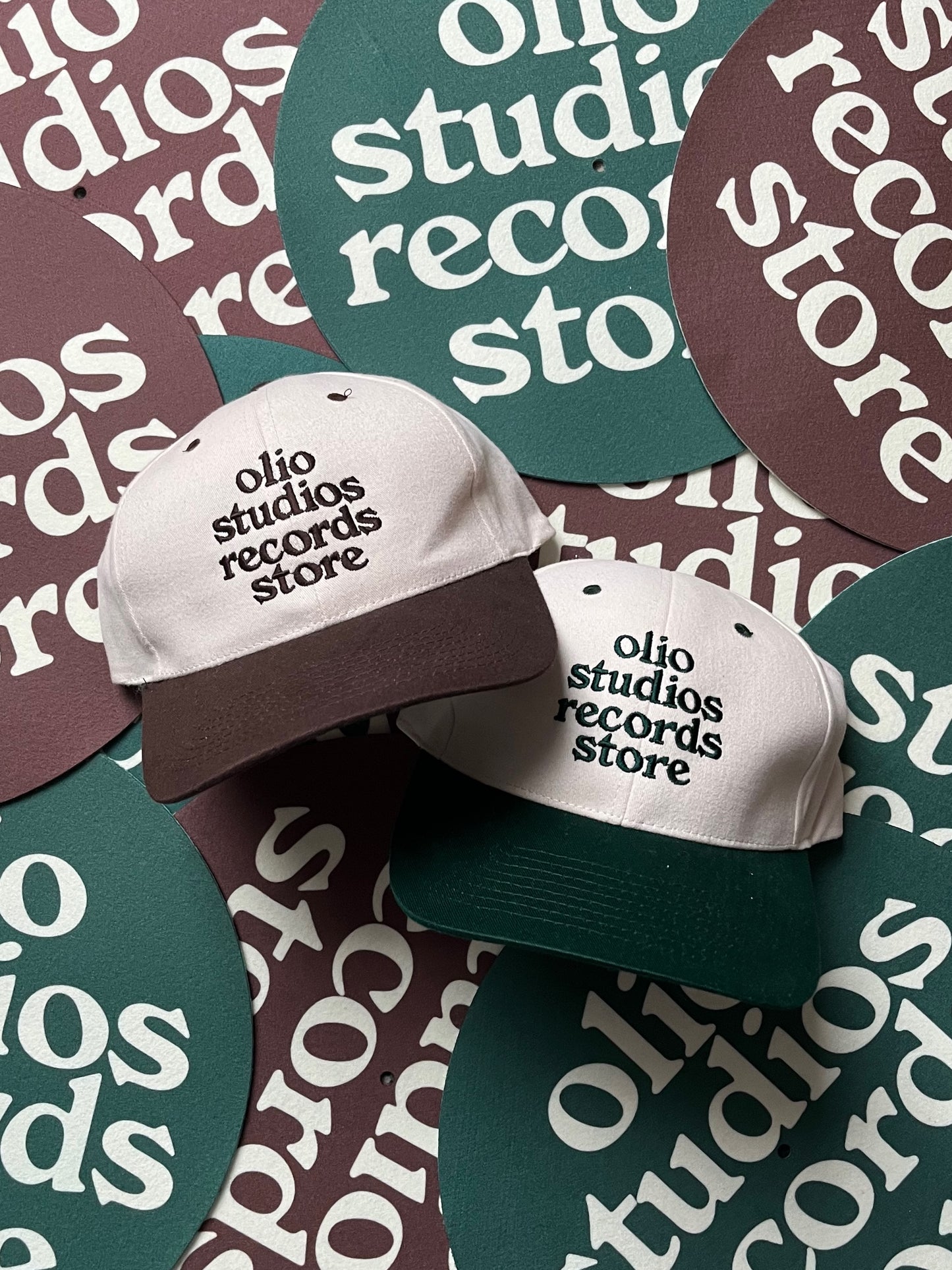 olio studios record store two tone caps